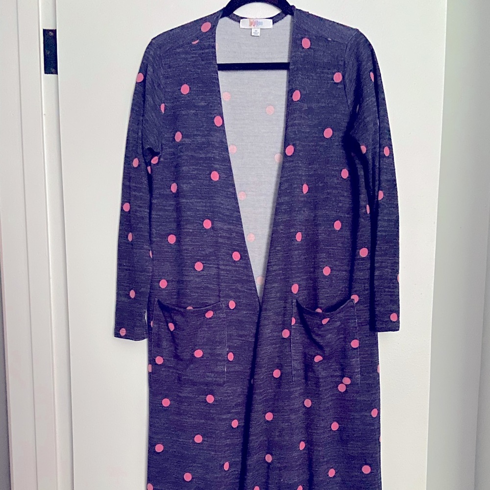 Lularoe SARAH Navy blue/pink polka dots